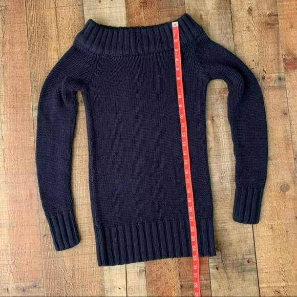 Decree women’s size small navy blue off the shoulder knit sweater - Picture 3 of 6